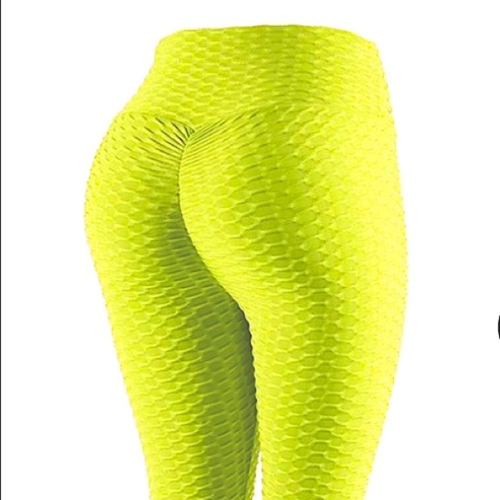 NEW waffle yellow leggings w/ rear scrunch detail